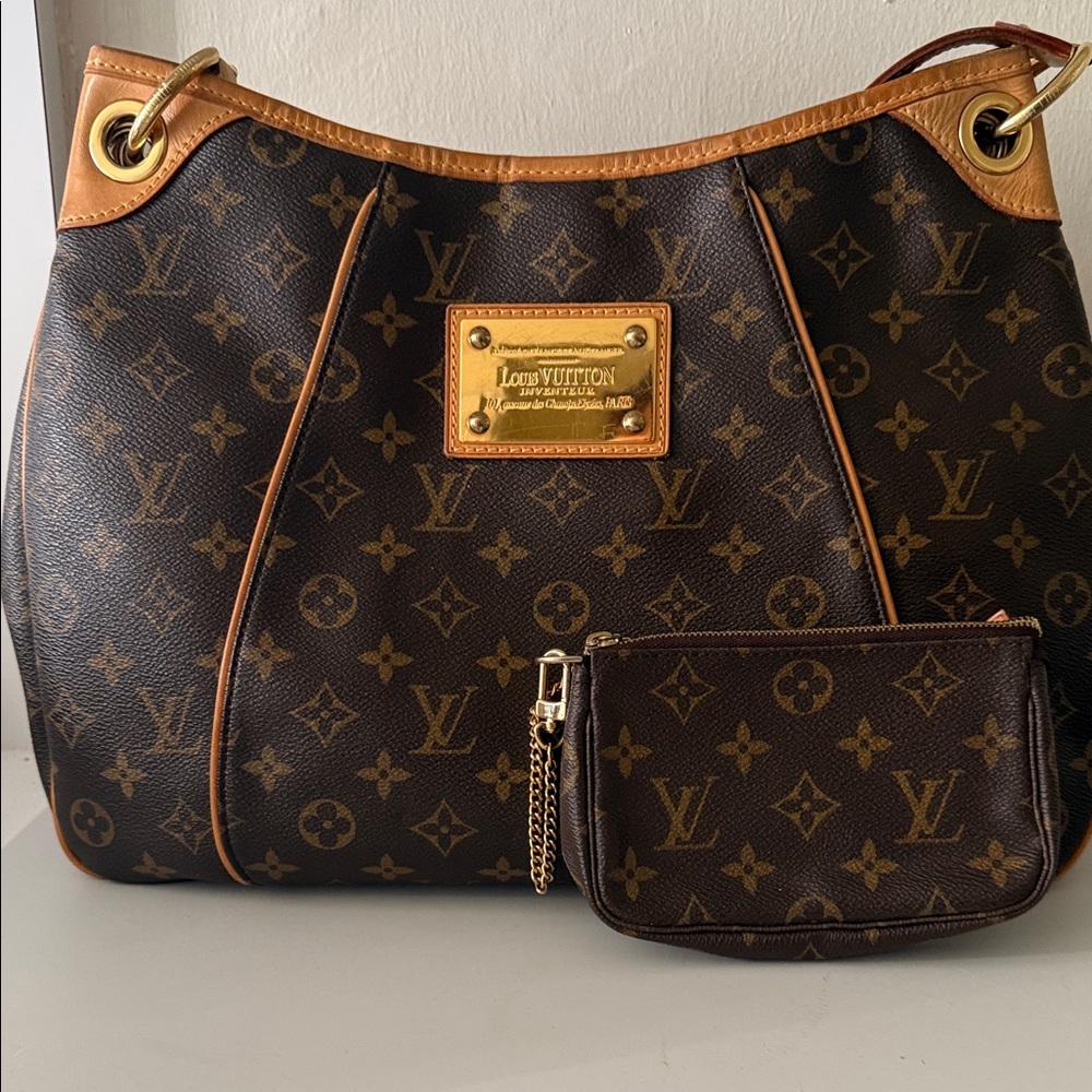 Louis Vuitton Brown and Gold Monogram Shoulder Bag and Mini Pochette
